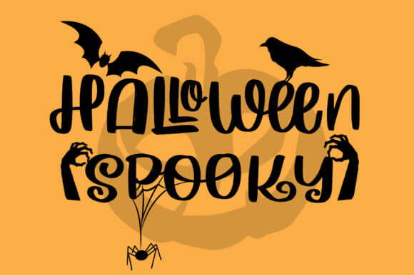Halloween Spooky retro font preview for October merch and party art
