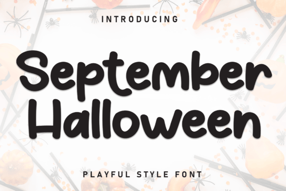 September Halloween font preview with whimsical fall spooky typography