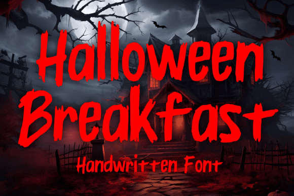 Halloween Breakfast font preview with fun food inspired spooky letters