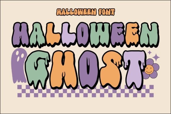 Halloween Ghost cute spooky font preview with friendly ghost themed lettering