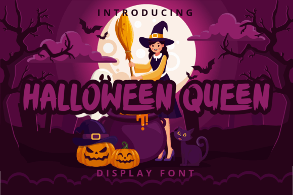 Halloween Queen font preview with witchy feminine spooky lettering
