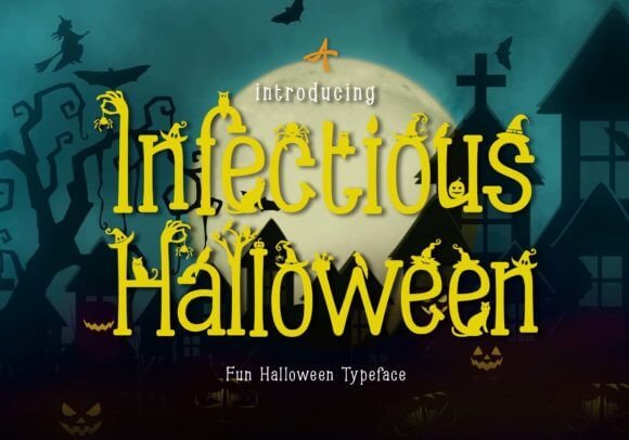 Infectious Halloween creepy drippy horror font preview with infected lettering