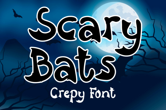 Scary Bats font preview with creepy bat-themed display lettering for spooky posters