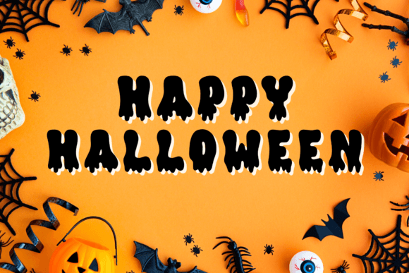 Happy Halloween font preview with cheerful spooky handwritten lettering