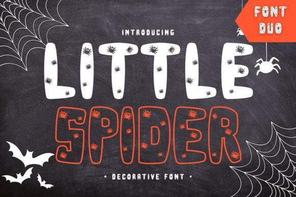 Little Spider font preview for creepy cute Halloween lettering projects