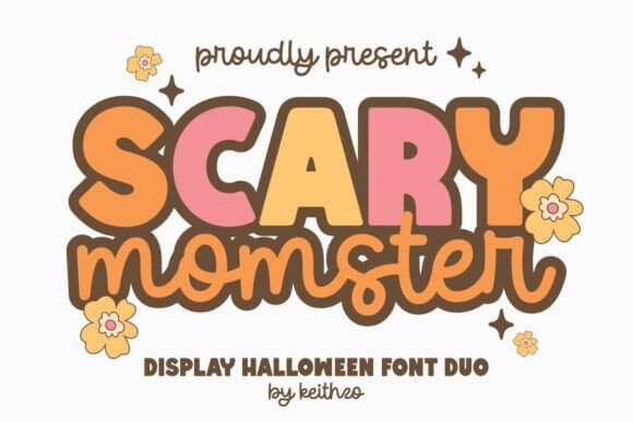 Scary Momster font preview with quirky monster-inspired Halloween letters