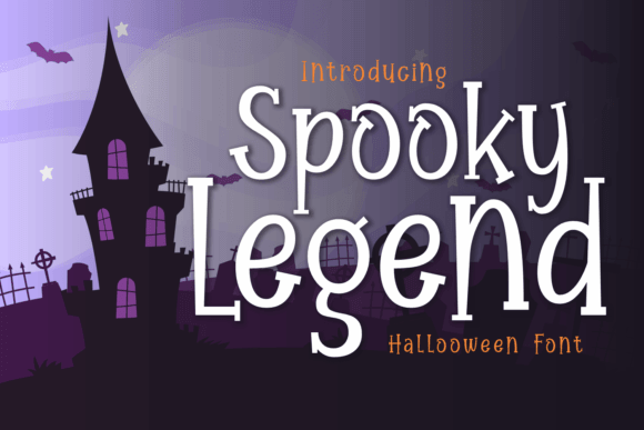 Spooky Legend font preview with gothic folklore inspired Halloween letters