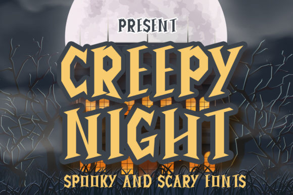Creepy Night font preview for dark Halloween poster typography
