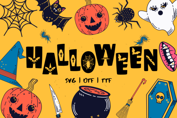 Funny Halloween font preview with quirky playful spooky text