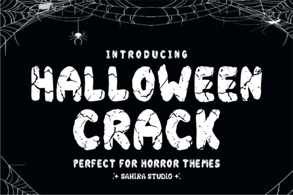 Halloween Crack font preview with broken textured letters for scary poster design