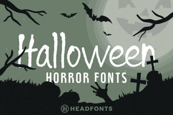 Halloween Duo font preview showing two matching spooky fonts for layered Halloween typography