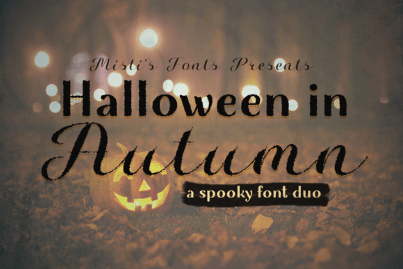 Halloween In Autumn font preview with cozy fall spooky lettering