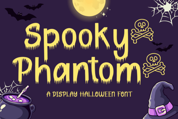 Spooky Phantom font preview with haunted display letters for eerie Halloween branding