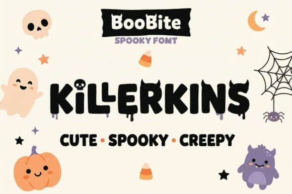 BooBite font with quirky Halloween lettering for branding projects