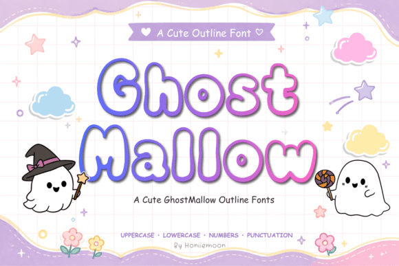 Ghost Mallow font with soft ghost inspired Halloween lettering