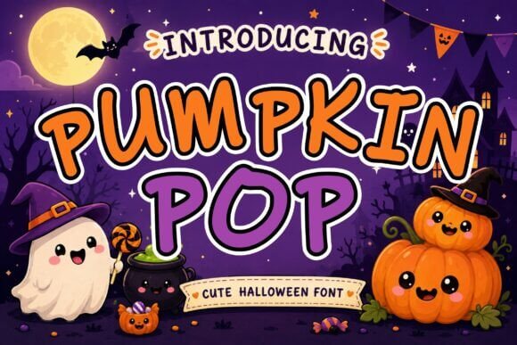 Pumpkin Pop Halloween font for bright autumn graphics