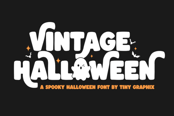 Vintage Halloween font for retro autumn posters and labels