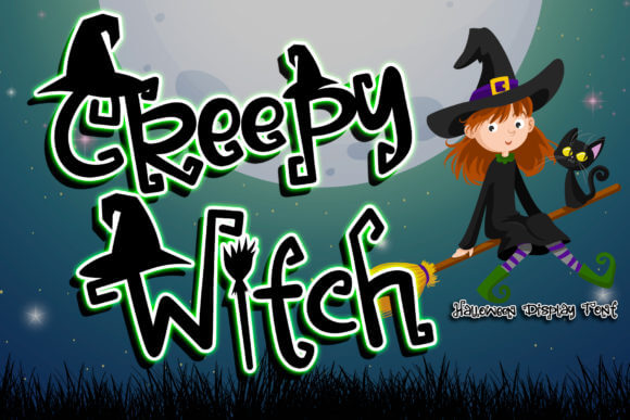 Creepy Witch Halloween font with magical lettering