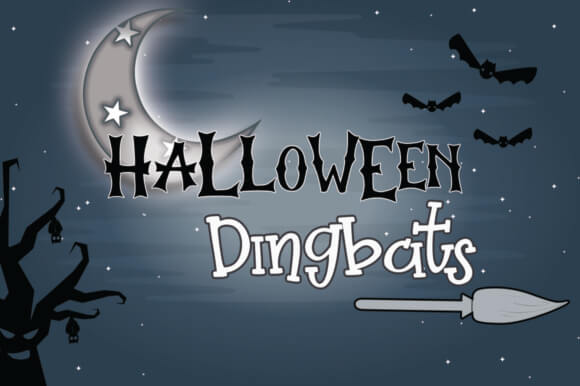 Halloween Dingbats decorative symbols and spooky font design