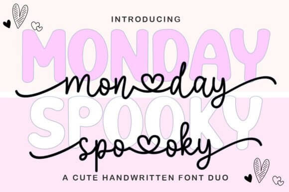 Monday Spooky Script Halloween font with handwritten spooky letters
