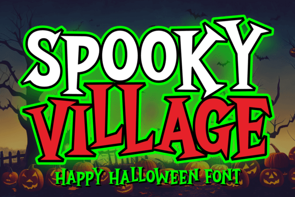 Spooky Village font for storybook Halloween scenes and signage