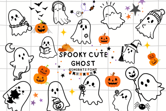 Spooky Cute Ghost font featuring cheerful ghost-inspired Halloween letters